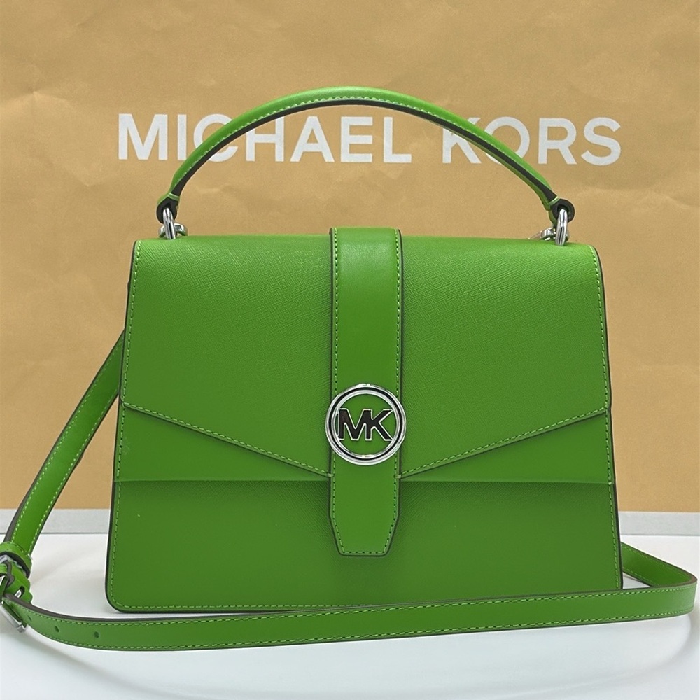 Michael Kors Greenwich Medium Saffiano Leather Satchel Crossbody Shoulder Bag - Picture 2 of 16